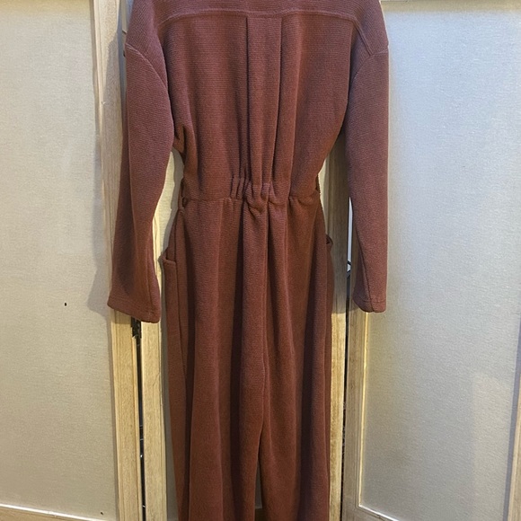 Free People Burgundy Button-Up Jumpsuit - Picture 4 of 5